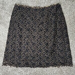 Bradley Bayou Black Lace Skirt Size 10 Silk Grommet Knee Length Elegant‎
